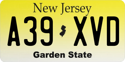NJ license plate A39XVD