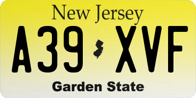 NJ license plate A39XVF