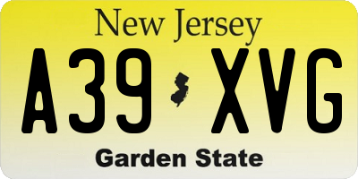 NJ license plate A39XVG