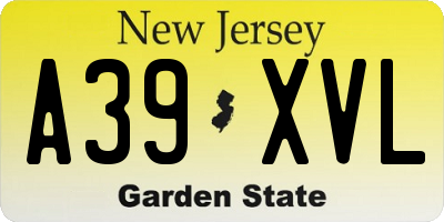 NJ license plate A39XVL