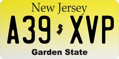 NJ license plate A39XVP