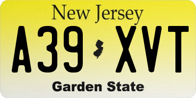 NJ license plate A39XVT