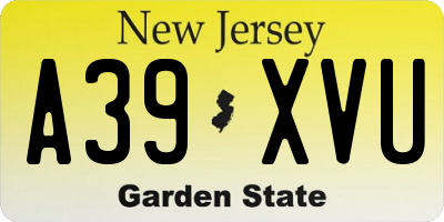 NJ license plate A39XVU