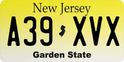 NJ license plate A39XVX