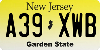 NJ license plate A39XWB