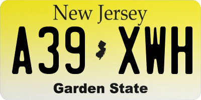 NJ license plate A39XWH
