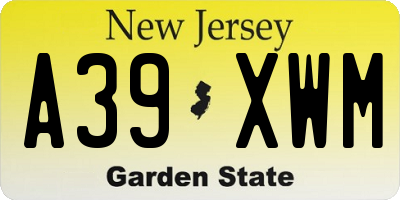 NJ license plate A39XWM
