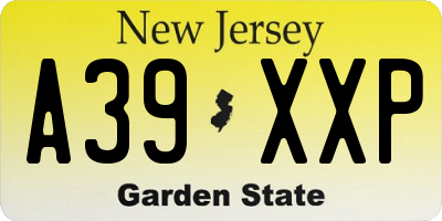 NJ license plate A39XXP