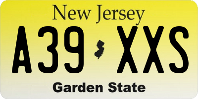 NJ license plate A39XXS