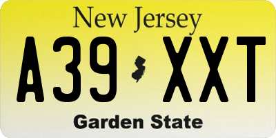 NJ license plate A39XXT