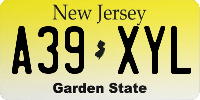 NJ license plate A39XYL