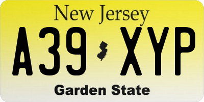 NJ license plate A39XYP