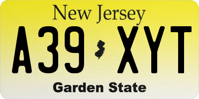 NJ license plate A39XYT