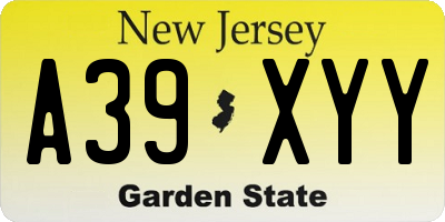 NJ license plate A39XYY