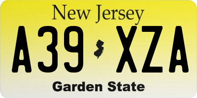 NJ license plate A39XZA