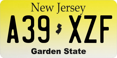 NJ license plate A39XZF