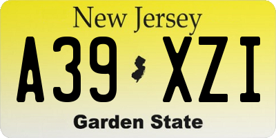 NJ license plate A39XZI