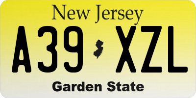 NJ license plate A39XZL