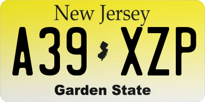 NJ license plate A39XZP