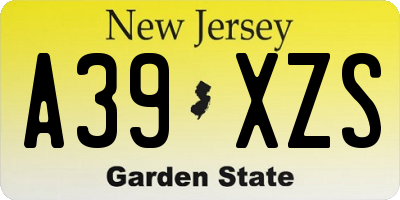 NJ license plate A39XZS
