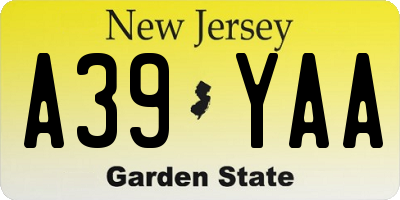 NJ license plate A39YAA