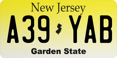 NJ license plate A39YAB