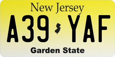 NJ license plate A39YAF