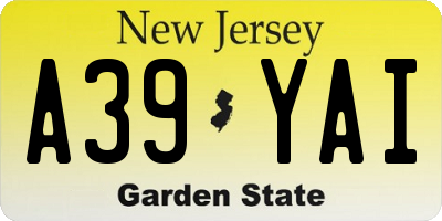 NJ license plate A39YAI