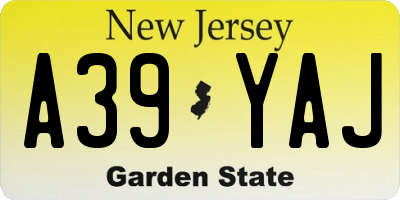 NJ license plate A39YAJ