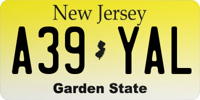 NJ license plate A39YAL