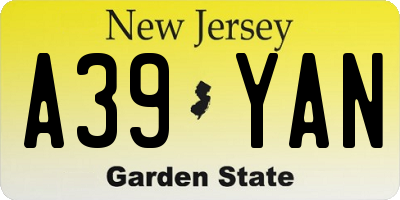 NJ license plate A39YAN