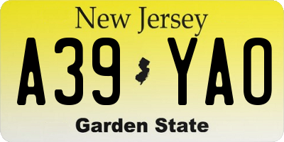 NJ license plate A39YAO