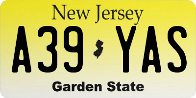 NJ license plate A39YAS