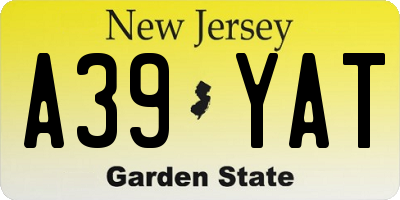NJ license plate A39YAT