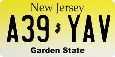 NJ license plate A39YAV