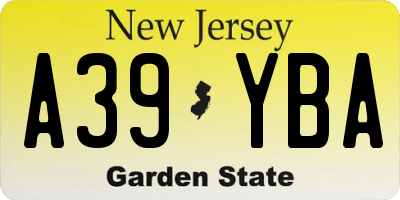 NJ license plate A39YBA