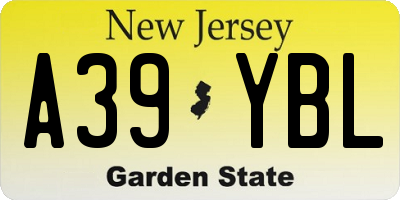 NJ license plate A39YBL