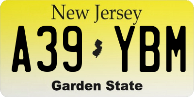 NJ license plate A39YBM