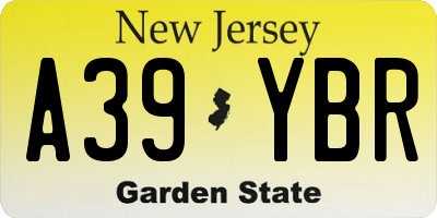 NJ license plate A39YBR