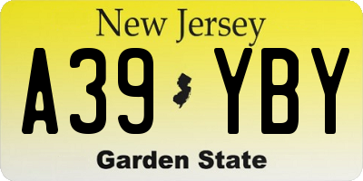 NJ license plate A39YBY
