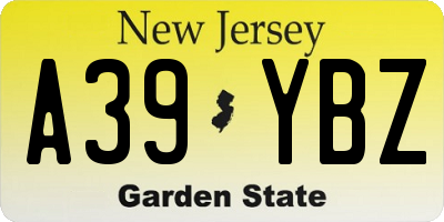 NJ license plate A39YBZ