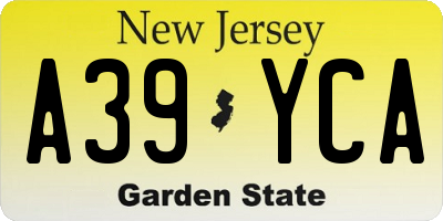 NJ license plate A39YCA