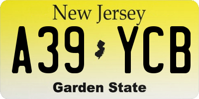 NJ license plate A39YCB