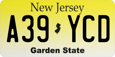 NJ license plate A39YCD