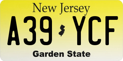 NJ license plate A39YCF