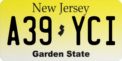NJ license plate A39YCI