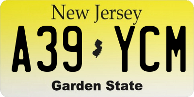 NJ license plate A39YCM