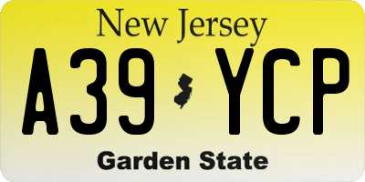 NJ license plate A39YCP