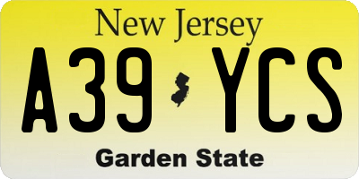 NJ license plate A39YCS