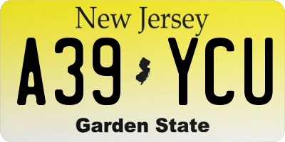 NJ license plate A39YCU